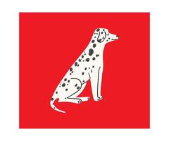 Dalmatian dog in flat style. Pet, animal. Hand drawn illustration. vector