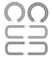 Botanical Wreath and Rectangle Frame Leaves Ornament. Collection vector