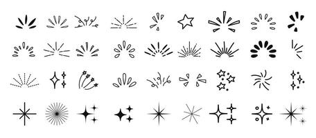 Doodle line sparkles and rays. illustration. vector