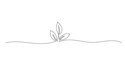 Growing sprout one continuous line art hand drawn. illustration. vector