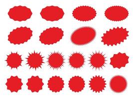 Collection of red premium product circle and ellipse blank labels. illustration vector