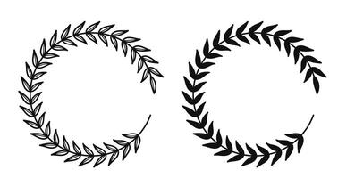 Premium Laurel Wreath Icon Set.Vintage Flat and Line set vector
