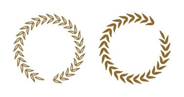 Brown Laurel Wreath Icon Set.Vintage Flat and Line Collection vector