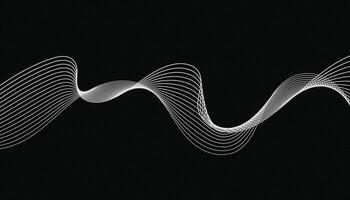 Abstract wavy stripes on dark, isolated background. Curved smooth tape. illustration vector