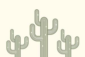 Cactus Geometric Botanical Background.Modern Desert Line Art vector