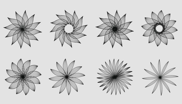 Abstract mandala pattern botanical collection blend. illustration.