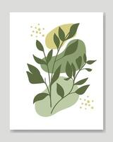 Green abstract botanical with bohemian style.Wall art design illustration. vector
