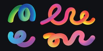 Gradient abstract squiggly lines. Colorful geometric shapes. Swirl elements of rainbow palette. Childish Design with wave spiral. Graphic Fluid spiral pattern. illustration. vector