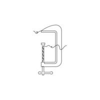 one line art C Clamp illustration. line art, one continuous line, simple, hand drawn and sketch style. for icons, symbols, signs or logos vector