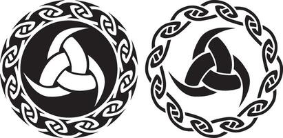 Odin Triple horn wisdom emblem symbol norse mythology ancient magic black and white isolated design vector