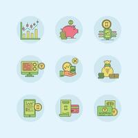A professional set of 9 finance and investment-related icons, ideal for banking, fintech, and economic content. vector