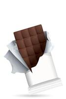Wrapped chocolate bar was unwrapped and there was a chocolate bar inside isolated with white background graphic illustration have blank space. vector