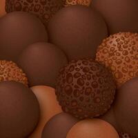 Various chocolate balls background square template graphic illustration. vector