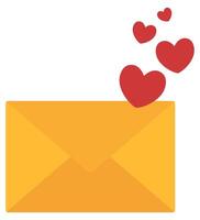Flat icon of mail envelope icon with red heart notification isolated on white background. vector