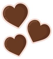 Chocolate heart flat icon isolated on white background. vector