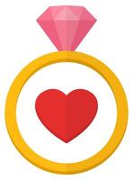 ring icon with a heart isolated on white background. vector