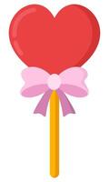Lollipops in red heart shape isolated on white background. vector