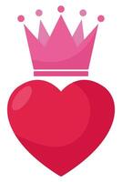Crown with love flat icon isolated on white background. vector