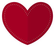 Red heart stitched flat icon isolated on white background. vector