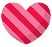 Heart with red and pink stripes isolated on white background vector