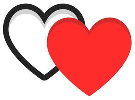Heart icons red filled and black outlined style isolated on white background. vector