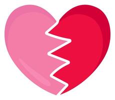 Crack heart flat icon isolated on white background. vector