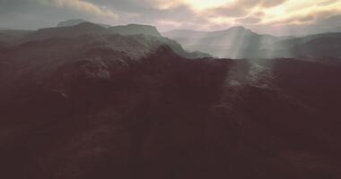 Breathtaking mountain landscape illuminated by soft sunlight in the morning video