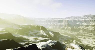 Breathtaking mountain landscape with soft sunlight at dawn video