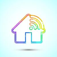 Smart house icon, Smart home technology and automation, low poly style vector