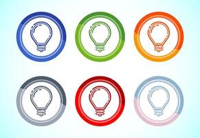 Electric light bulb icon design, 6 color button design set vector