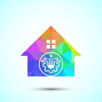 Smart house icon design illustration, low poly style design vector