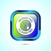 Sulfate free icon design illustration. No sulphate badge label for product warranty, Glossy square button design vector