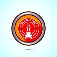 Sulfate free icon design illustration. No sulphate badge label for product warranty, Orange shadow button design vector