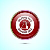 Sulfate free icon design illustration. No sulphate badge label for product warranty, Red color round button design vector