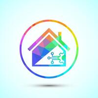 Smart house icon illustration, Smart home technology and automation, low poly style vector