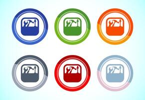 Service icon design, maintenance tools icon for apps and websites, 6 color button design vector
