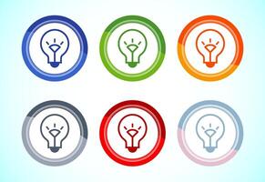 Electric light bulb icon illustration, Creative idea icon, 6 color button design set vector