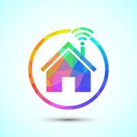 Smart house icon illustration, Smart home technology and automation, low poly design vector