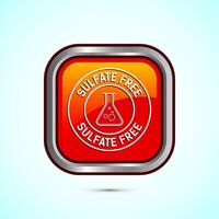 Sulfate free icon design illustration. No sulphate badge label for product warranty, Orange color square button design vector