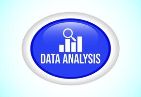 Data analysis button illustration. Market research, analytic icon. Suitable for mobile app, and website UI design. vector