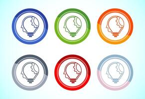 Electric light bulb icon design, Creative idea icon, 6 color button design set vector