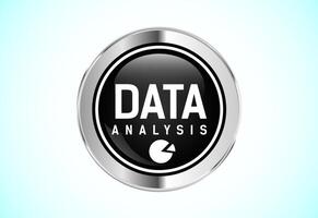 Data analysis button design. Market research, analytic icon. Suitable for mobile app, and website UI design. vector