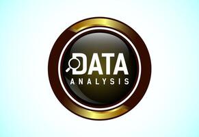 Data analysis button design illustration. Market research, analytic icon. vector