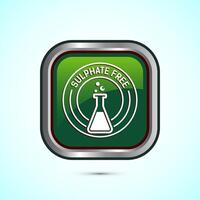 Sulfate free icon design illustration. No sulphate badge label for product warranty, Green color square button design vector