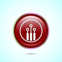 Fiber optic cable icon design illustration. Electric wire sign, digital internet, Red color round button design vector