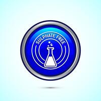 Sulfate free icon design illustration. No sulphate badge label for product warranty, Blue color round button design vector