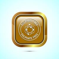 Sulfate free icon design illustration. No sulphate badge label for product warranty, Gold color square button design vector