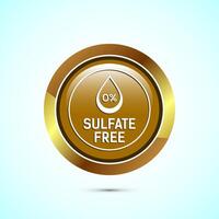 Sulfate free icon design illustration. No sulphate badge label for product warranty, Gold color round button design vector