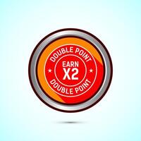 Earn x2 double point icon design illustration. Earn x2 sign symbol for promotion, Orange color shadow button design vector