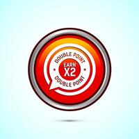 Earn x2 double point icon design illustration. Earn x2 sign symbol for promotion, Orange color round button design vector